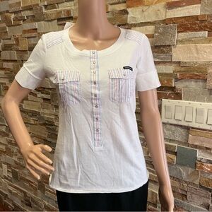 Dolce & Gabbana White Short-Sleeve Button Pocket Tee